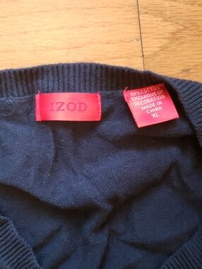Izod Men's Navy Crewneck Sweater with Red Label